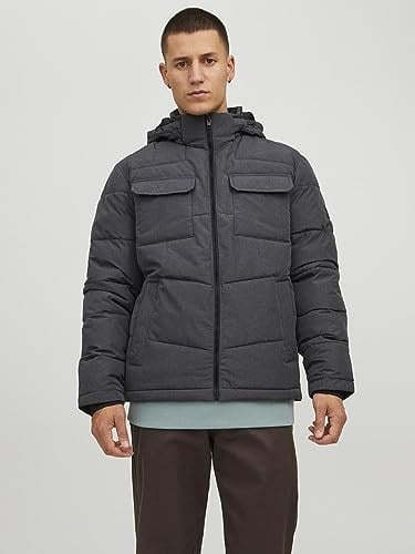 Jack Jones Jjbrady Puffer Sn Erkek Günlük Mont 12212233-DARK-GREY-MELANGE Gri