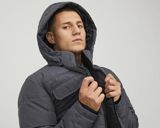 Jack Jones Jjbrady Puffer Sn Erkek Günlük Mont 12212233-DARK-GREY-MELANGE Gri