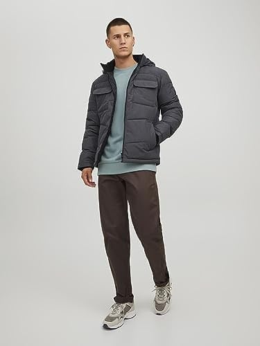 Jack Jones Jjbrady Puffer Sn Erkek Günlük Mont 12212233-DARK-GREY-MELANGE Gri