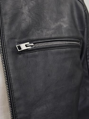 JACK & JONES Jjedylan Pu Biker Jacket Noos Bisikletçi ceketi Erkekler