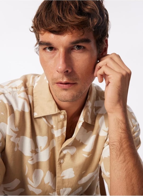 JACK & JONES JORFARO LINEN AOP OVERSIZED SHIRT SS Gömlek Erkek