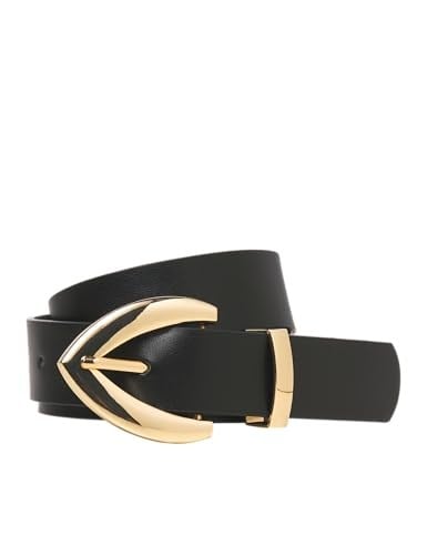JACK & JONES Suni Deri Kemer, Tek Beden, 12281912, Black, kadın
