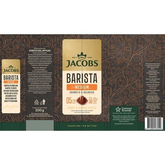 Jacobs Barista Orta Öğütülmüş Filtre Kahve, 200 Gram