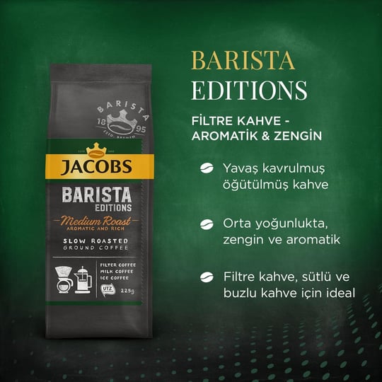 Jacobs Barista Orta Öğütülmüş Filtre Kahve, 200 Gram