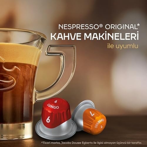 JACOBS - Lungo 6 Classico - Orta Yoğunluk - Hafif ve Kadifemsi - Espresso Kapsülleri - 10 alüminyum kapsül