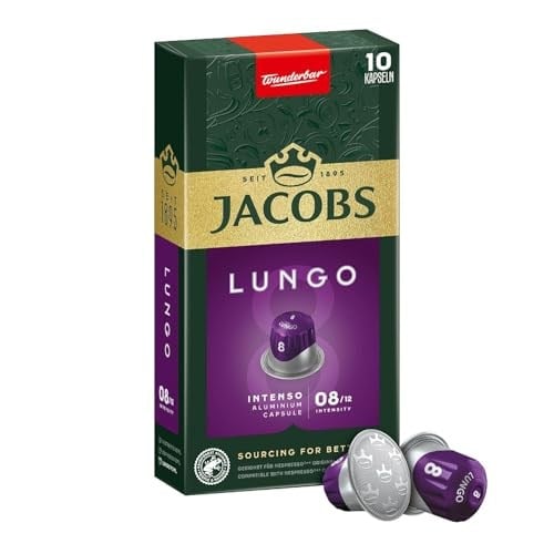 JACOBS - Lungo 8 Intenso - Yüksek Yoğunluk - Keskin ve Yoğun - Espresso Kapsülleri - 10 alüminyum kapsül