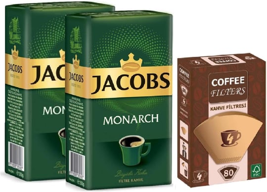 Jacobs Monarch 250 gr Filtre Kahve 2li + Coffee Filters Filtre Kahve Kağıdı 1/4 80li