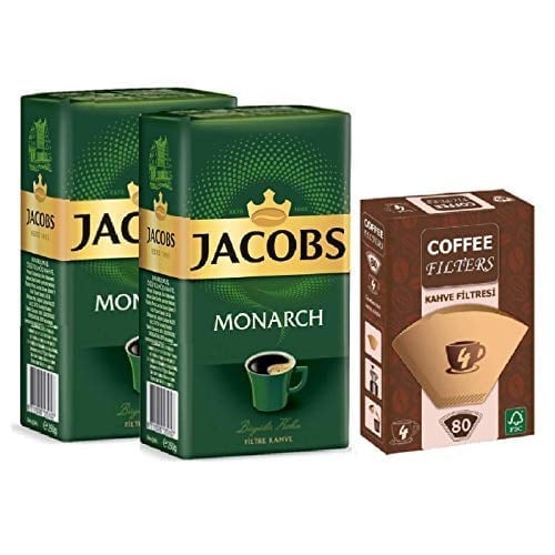 Jacobs Monarch 250 gr Filtre Kahve 2li + Coffee Filters Filtre Kahve Kağıdı 1/4 80li