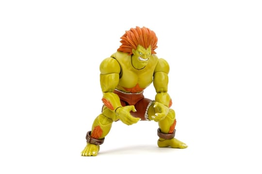Jada Street Fighter II Blanka Deluxe Aksiyon Figürü - 1:12 Ölçekli, Yüksek Mafsallı, Değiştirilebilir Eller ve Baş, Elektrikli Gök Gürültüsü Aksesuarı - 7 inç, Video Oyunu Koleksiyonluk