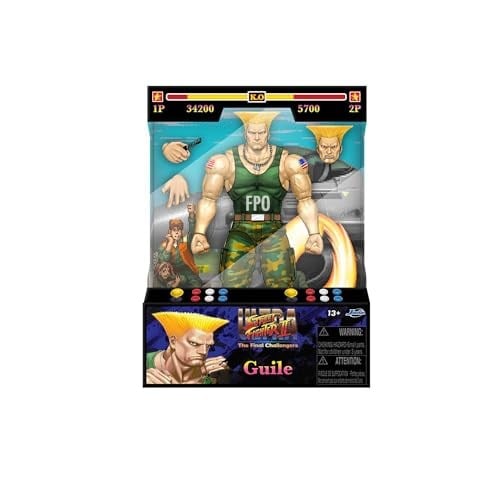 Jada Toys Street Fighter Figür Guile (15 cm) - Street Fighter 2den Hareketli Koleksiyon ve Aksiyon Figürü: The Final Challengers, Alternatif Başlı, Eller ve Aksesuarlar, 13 Yaşından İtibaren