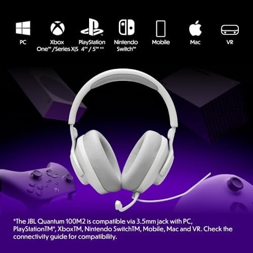 JBL Quantum 100M2,Gaming Kulaklık,Kablolu,Beyaz