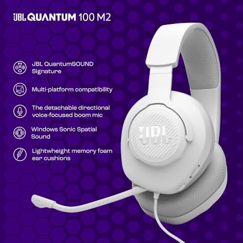 JBL Quantum 100M2,Gaming Kulaklık,Kablolu,Beyaz