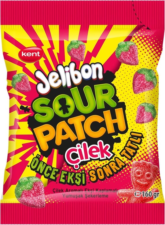 Jelibon Sour Patch Çilek Aromalı Yumuşak Şekerleme 160 gr 2li paket