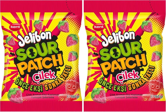 Jelibon Sour Patch Çilek Aromalı Yumuşak Şekerleme 160 gr 2li paket