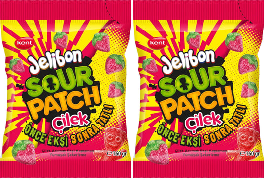 Jelibon Sour Patch Çilek Aromalı Yumuşak Şekerleme 160 gr 2li paket