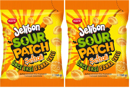 Jelibon Sour Patch Şeftali Aromalı Yumuşak Şekerleme 160 gr (2 paketi)