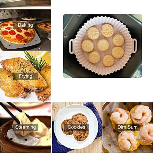 JIEYAN Silikon Hava Fritöz Gömlekleri, 6.8 inç, Yeniden Kullanılabilir, Isıya Dayanıklı, Kolay Temizlenir, Yuvarlak, 1 Adet