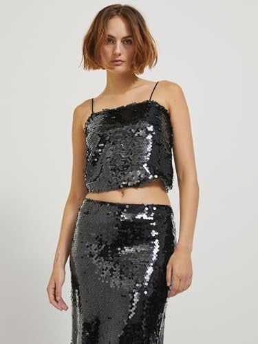 JJXX JJXX JXAVA SEQUIN STRAP CROP TOP WVN Tişört Kadın