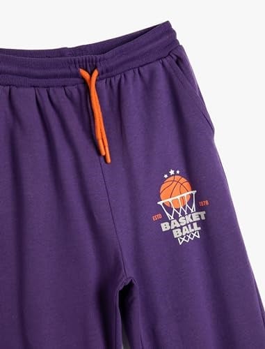 Jogger Eşofman Altı Basketbol Baskılı Cepli Beli Bağlamalı Şardonlu
