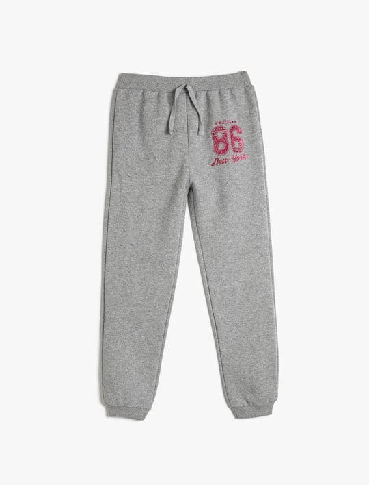 Jogger Eşofman Altı Beli Bağlamalı Sim Baskı Detaylı