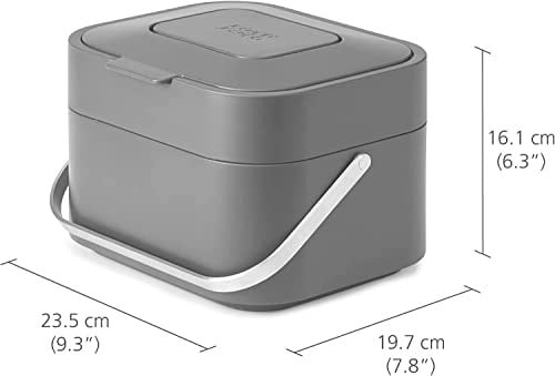 Joseph Joseph 30015 Stack 4 Organik Atık Kabı, Plastik, 23,5 X 19,7 X 16,1 Cm, Grafit, 23.5X19.7X16.1 Cm
