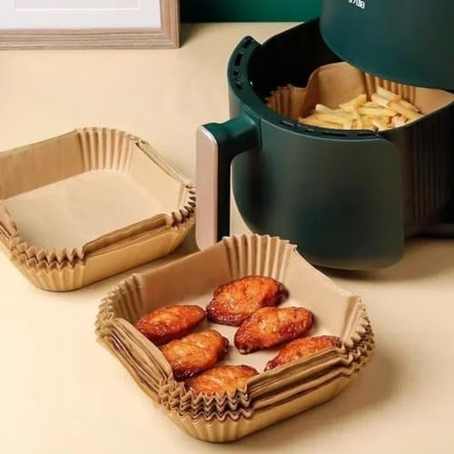 Jouis Airfryer Pişirme Kağıdı, Fritöz Yağlı Kağıdı, Yanmaz Kağıt 50 Adet (Kare) Bowl 1.Sınıf