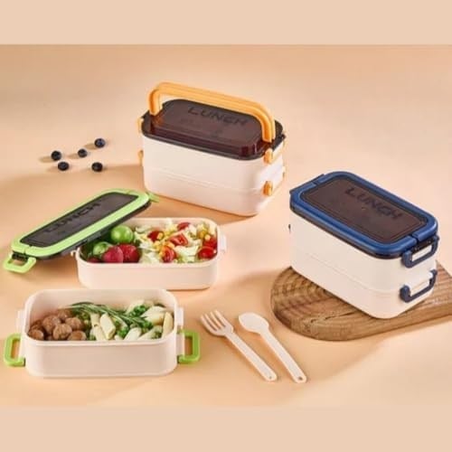 Jouis Beslenme Kutusu 1200 ml 2 Katlı Bölmeli BPAsız PP Plastik Sefer Tası ve Beslenme Çantası - Lunch Box, ÇATAL KAŞIK Dahil Okul Beslenme