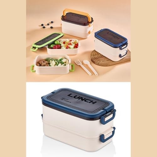 Jouis Beslenme Kutusu 1200 ml 2 Katlı Bölmeli BPAsız PP Plastik Sefer Tası ve Beslenme Çantası - Lunch Box, ÇATAL KAŞIK Dahil Okul Beslenme