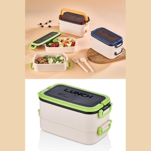 Jouis Beslenme Kutusu 1200 ml 2 Katlı Bölmeli BPAsız PP Plastik Sefer Tası ve Beslenme Çantası - Lunch Box, ÇATAL KAŞIK Dahil Okul Beslenme