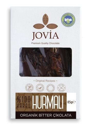 JOVİA Organik Çikolata-%100 Bitter Hurmalı 85 gr