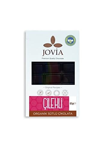 jovia premium quality chocolate ÇİKOLATA Organik Çikolata - Sütlü Çilekli 85 gr