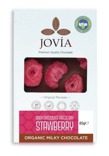 jovia premium quality chocolate ÇİKOLATA Organik Çikolata - Sütlü Çilekli 85 gr