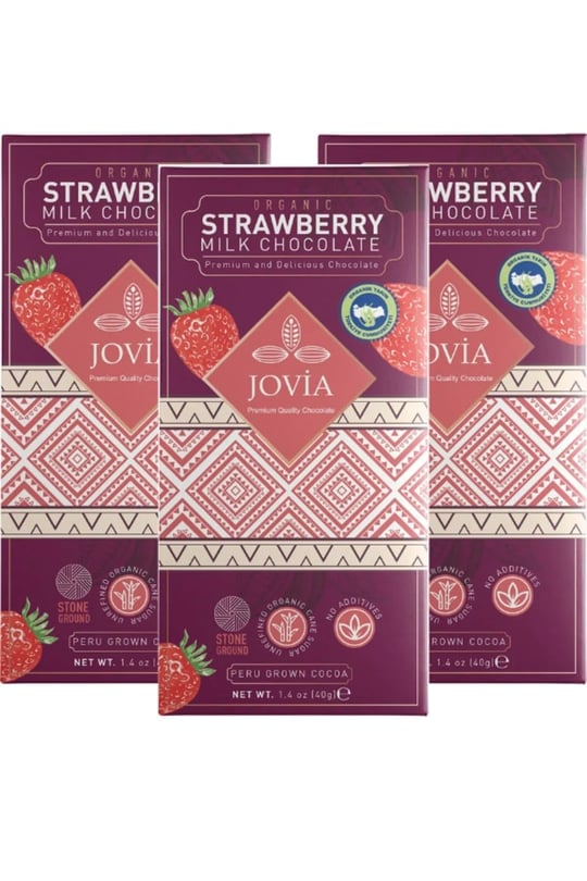 jovia premium quality chocolate Organik Sütlü Çilekli Çikolata 3lü Avantaj Paket