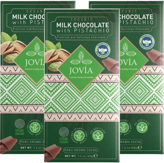 jovia premium quality chocolate Organik Sütlü Çikolata-antep Fıstıklı 3lü Avantaj Paket