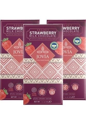 jovia premium quality chocolate Organik Sütlü Çilekli Çikolata 3lü Avantaj Paket