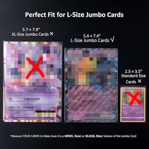 Jumbo Kart Kılıfları Boyut L -5.4 x 7.4, Jumbo Kartlar için 100 Mikron Exacr Fit Kollar L (100 Paket)