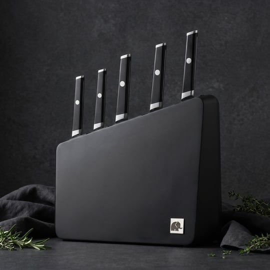 Jumbo Katana Standlı 6 Parça Alman Çeliği Siyah Bıçak Seti