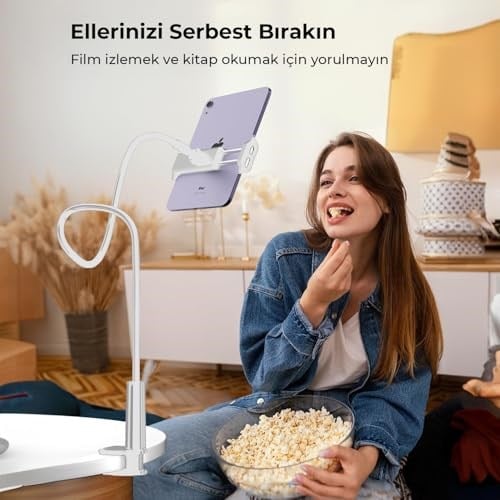 Juo 90 CM Akrobat Esnek Tablet ve Telefon Tutucu Stand Beyaz