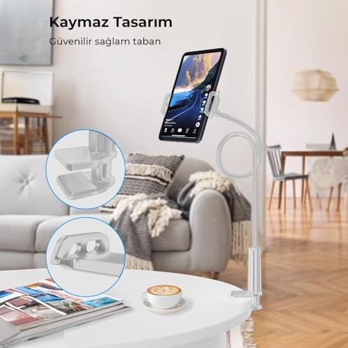 Juo 90 CM Akrobat Esnek Tablet ve Telefon Tutucu Stand Beyaz