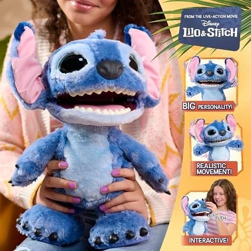 Just Play Disney Ultimate Stitch – Fonksiyonel Pelüş Hayvan, 100+ Gürültü ve Tepki, 3 Yaşından İtibaren, 43 cm, Etkileşimli, Pelüş Hayvan