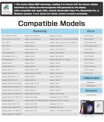 Jvkzaen Olağanüstü 2 Kalem Silgi, EMR Stylus Kalem 4096 Basınç Seviyeleri, Eğim Sensörü, Palm Reddetme, Kalem Tutucu, Olağanüstü 2 & 1/Galaxy Tab ve Kitap/BOOX/Wacom/Scribe ve Diğer EMR Cihazları için