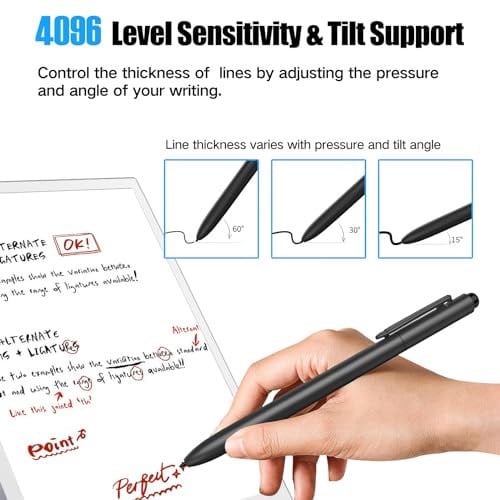Jvkzaen Olağanüstü 2 Kalem Silgi, EMR Stylus Kalem 4096 Basınç Seviyeleri, Eğim Sensörü, Palm Reddetme, Kalem Tutucu, Olağanüstü 2 & 1/Galaxy Tab ve Kitap/BOOX/Wacom/Scribe ve Diğer EMR Cihazları için
