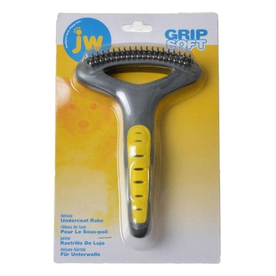 JW Pet Company GripSoft Çift Sıralı Astar Tırmık Köpek Fırçası, Siyah, Sarı, 1