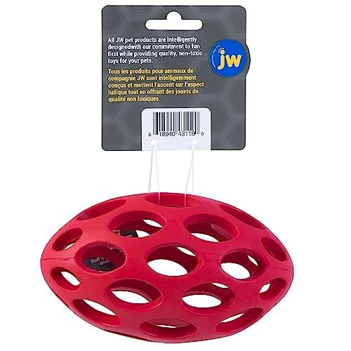 JW Pet Hol-ee Futbol Köpek Oyuncak Bulmaca Topu, Doğal Kauçuk, Orta Boy (15 cm Uzunluk), Renkler Değişebilir - Seçenekler: Medium, L, Mini