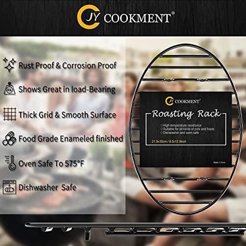 JY COOKMENT Entegre ayaklı kızartma rafı, soğutma kurutucu, emaye kaplamalı mutfak rafı, PTFE içermez, pişirme, kavurma, kurutma, ızgara, bulaşık makinesinde yıkanabilir (25,4 cm x 16,5 cm)