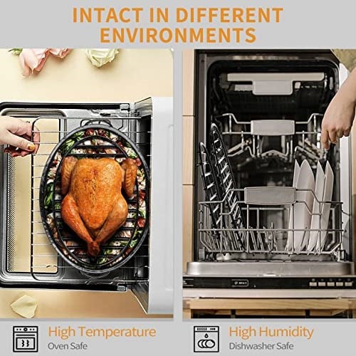 JY COOKMENT Entegre ayaklı kızartma rafı, soğutma kurutucu, emaye kaplamalı mutfak rafı, PTFE içermez, pişirme, kavurma, kurutma, ızgara, bulaşık makinesinde yıkanabilir (25,4 cm x 16,5 cm)