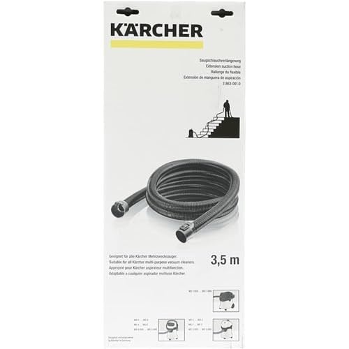 Kärcher Plastik, hortumu uzatması 3,5 m, tüm Kärcher ıslak/kuru elektrikli süpürgeler için uygundur, hareket yarıçapını artırır, hareket özgürlüğünü artırır