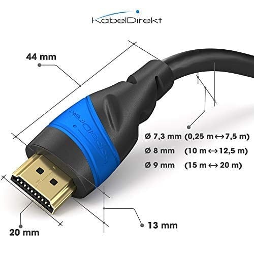 KabelDirekt – 4K ve 8K HDMI Kablosu – 3,1m – 0,15-22,5m arasında mevcut – Her HDMI bağlantısı için (4K@120Hz & 8K@60Hz, Yüksek Hızlı Ethernet, TV, Blu-ray, PS5, Xbox, Switch – siyah)