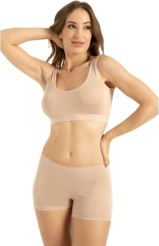 Kadın 2 Li Paket Ten Rengi Bambu Boxer Külot (Ten/S)