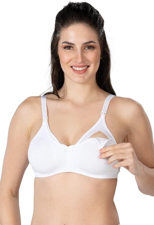 Kadın Beyaz Modal Cotton Emzirme Sütyeni
